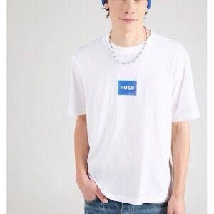 HUGO White and Blue Logo T-Shirt